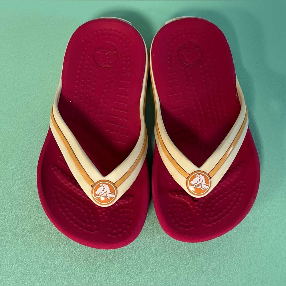 Crocs Pink Flip Flops Shoes, Kid Size 8-9, Kid Clogs Sandals, Pool Beach Shoes